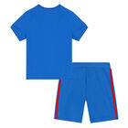 Blue 3-Stripes Logo Shorts Set, 4, hi-res