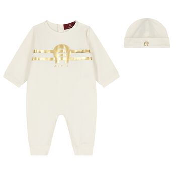 Ivory & Gold Logo Babygrow Gift Set