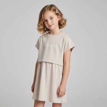 Girls Ivory Logo Dress