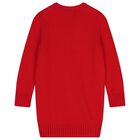 Girls Red Polo Bear Knitted Sweatshirt Dress, 1, hi-res