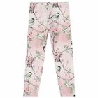 Girls Pink Floral Leggings, 1, hi-res