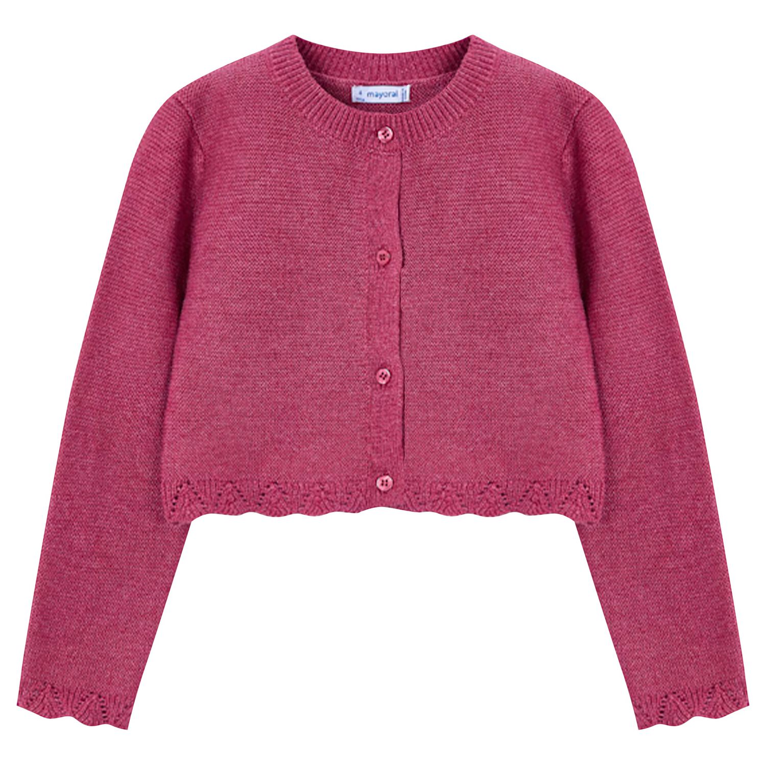 Girls Pink Knitted Cardigan, 1, hi-res
