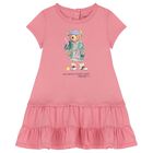 Baby Girls Pink Polo Bear Dress Set, 1, hi-res