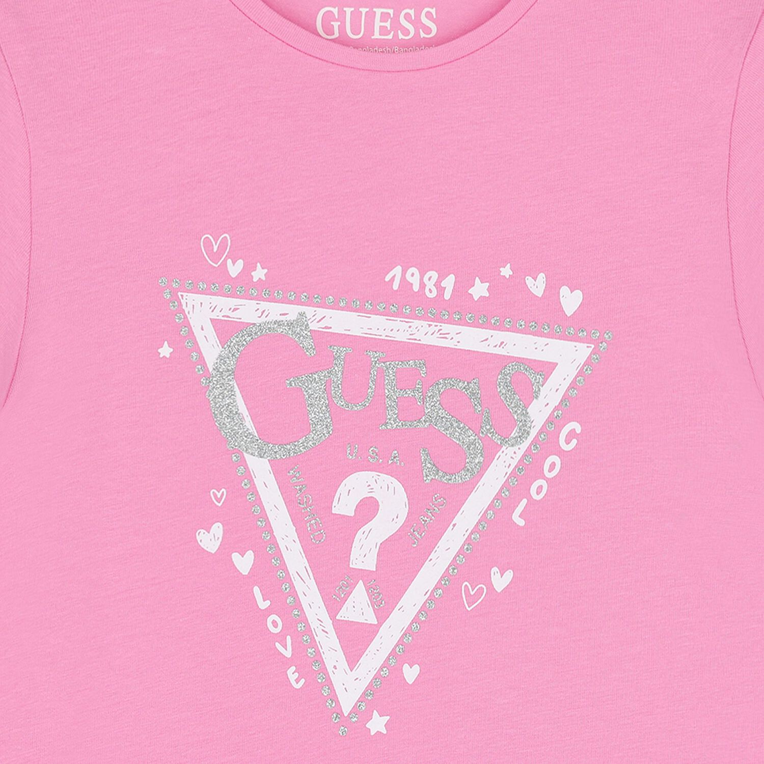 Girls Pink Glittery Logo T-Shirt, 2, hi-res