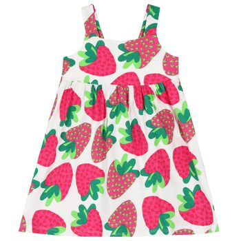 Girls White & Pink Strawberry Dress
