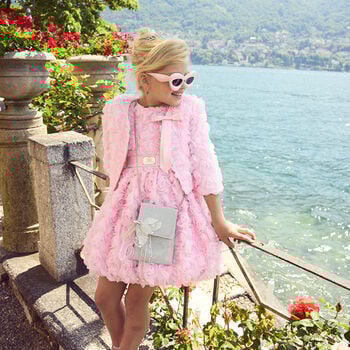 Girls Pink 3D Flower Dress