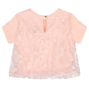 Girls Pink Sequin Tulle Top