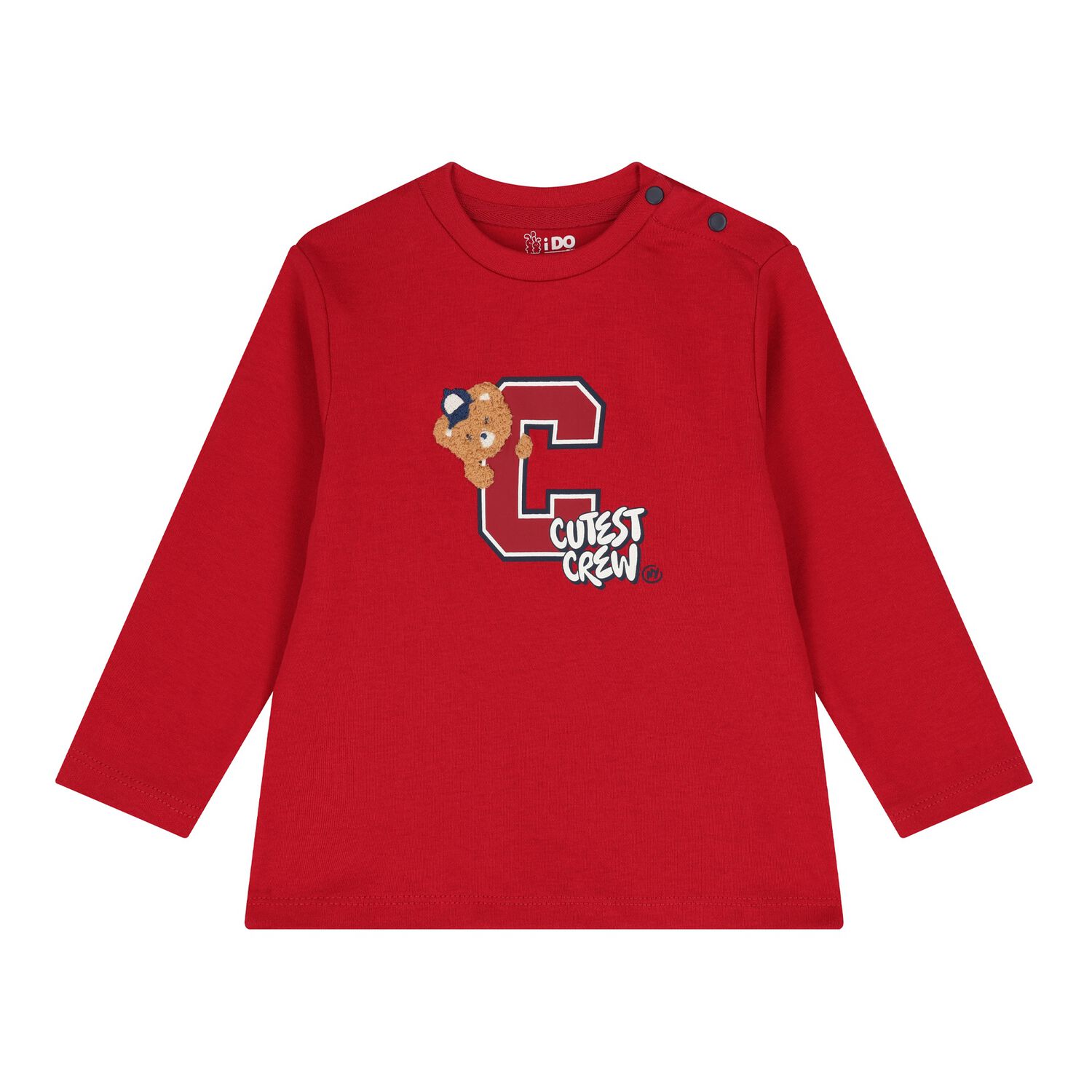 Baby Boys Red Teddy Bear Long Sleeve Top, 2, hi-res