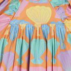Girls Orange Shell Pleated Dress, 1, hi-res
