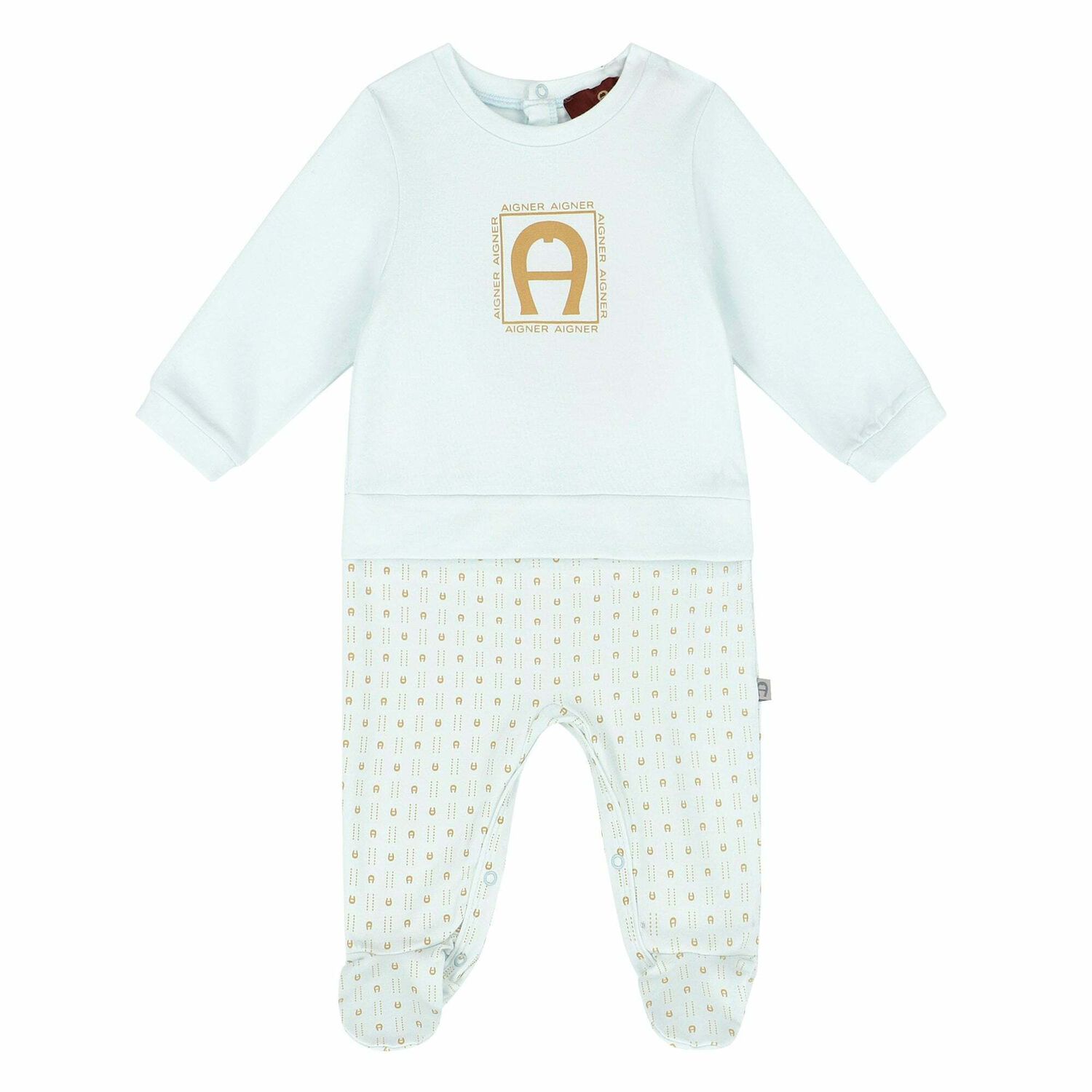 Baby Boys Blue & Gold Logo Babygrow, 3, hi-res image number null