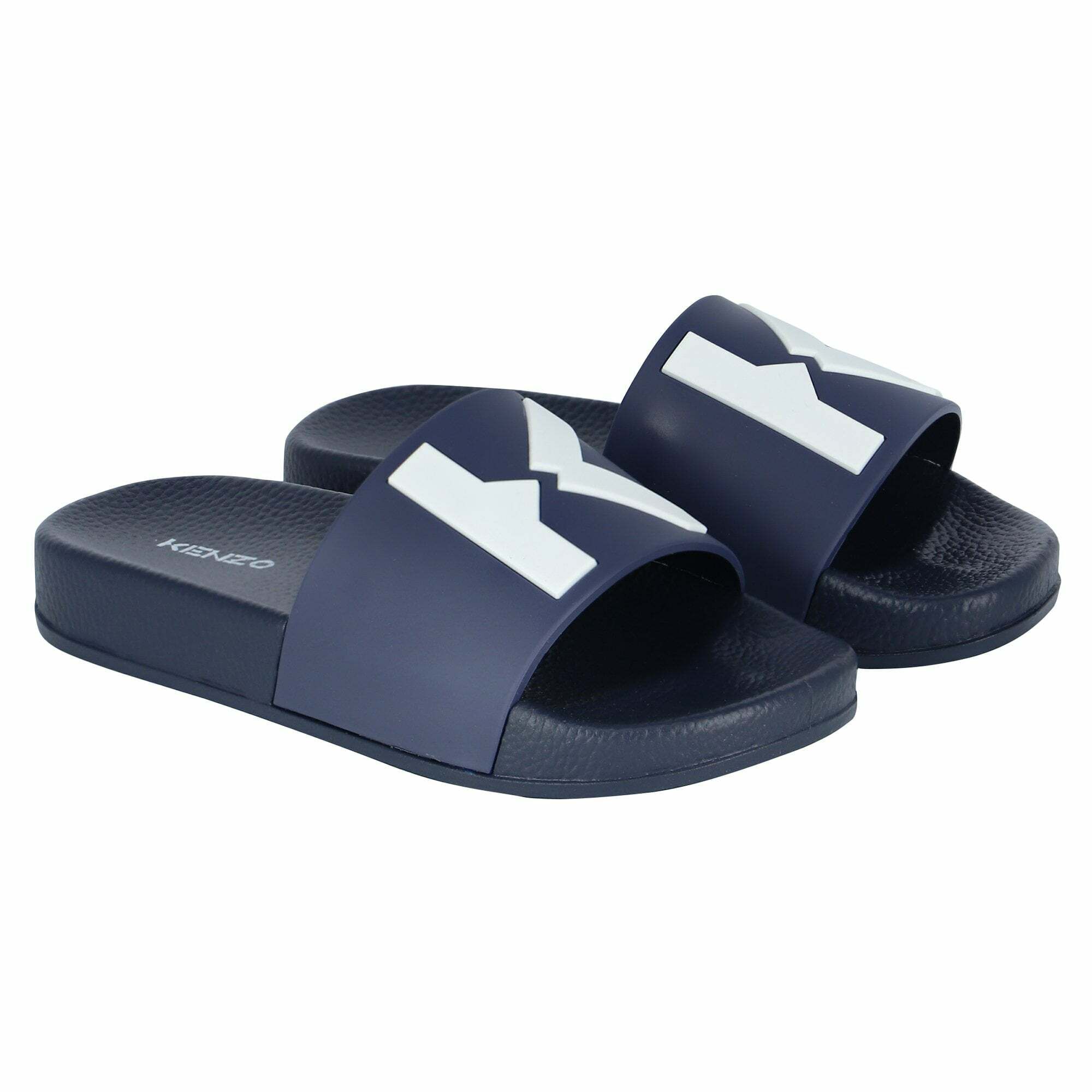 KENZO KIDS Boys Navy Logo Sliders Junior Couture UK