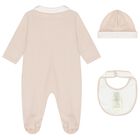 Beige & Ivory Logo Babygrow Gift Set, 1, hi-res