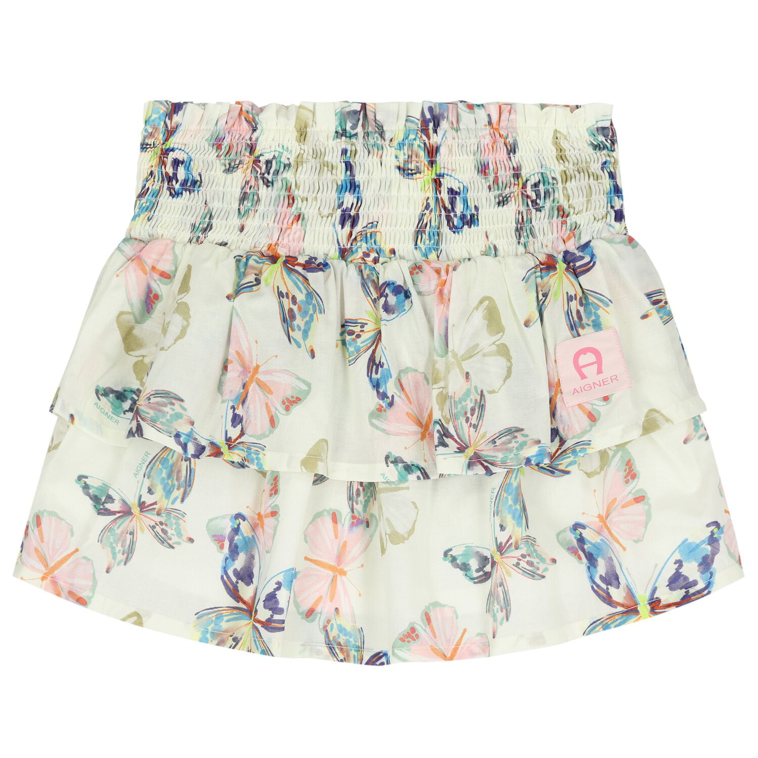 Girls Ivory Butterflies Logo Skirt, 1, hi-res