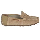 Boys Beige Suede Moccasins, 1, hi-res