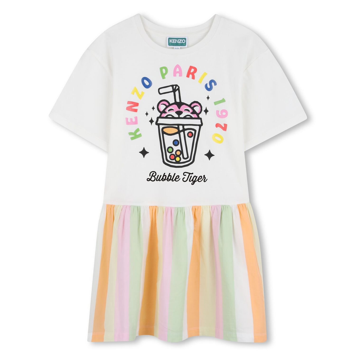 Girls Ivory Bubble Tiger Dress, 1, hi-res