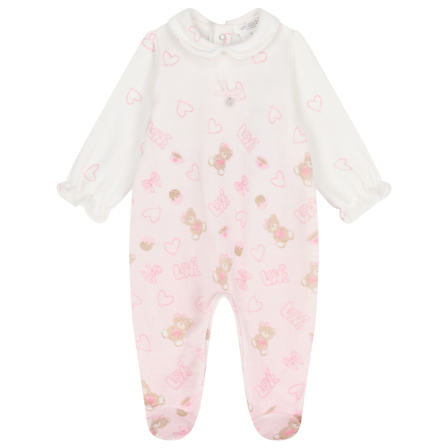 Baby Girls Ivory & Pink Babygrow, 1, hi-res