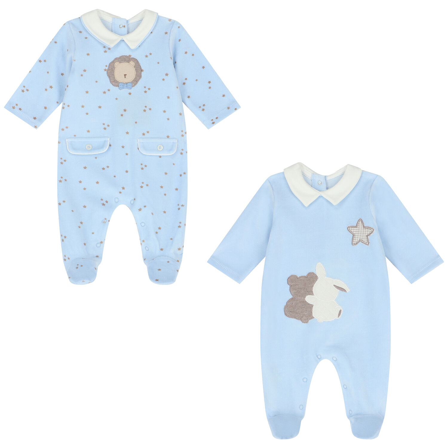 Baby Boys Blue Babygrows ( 2-Pack ), 1, hi-res