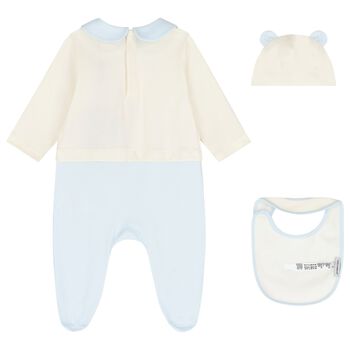 Baby Boys Ivory & Blue Leopard Babygrow Gift Set