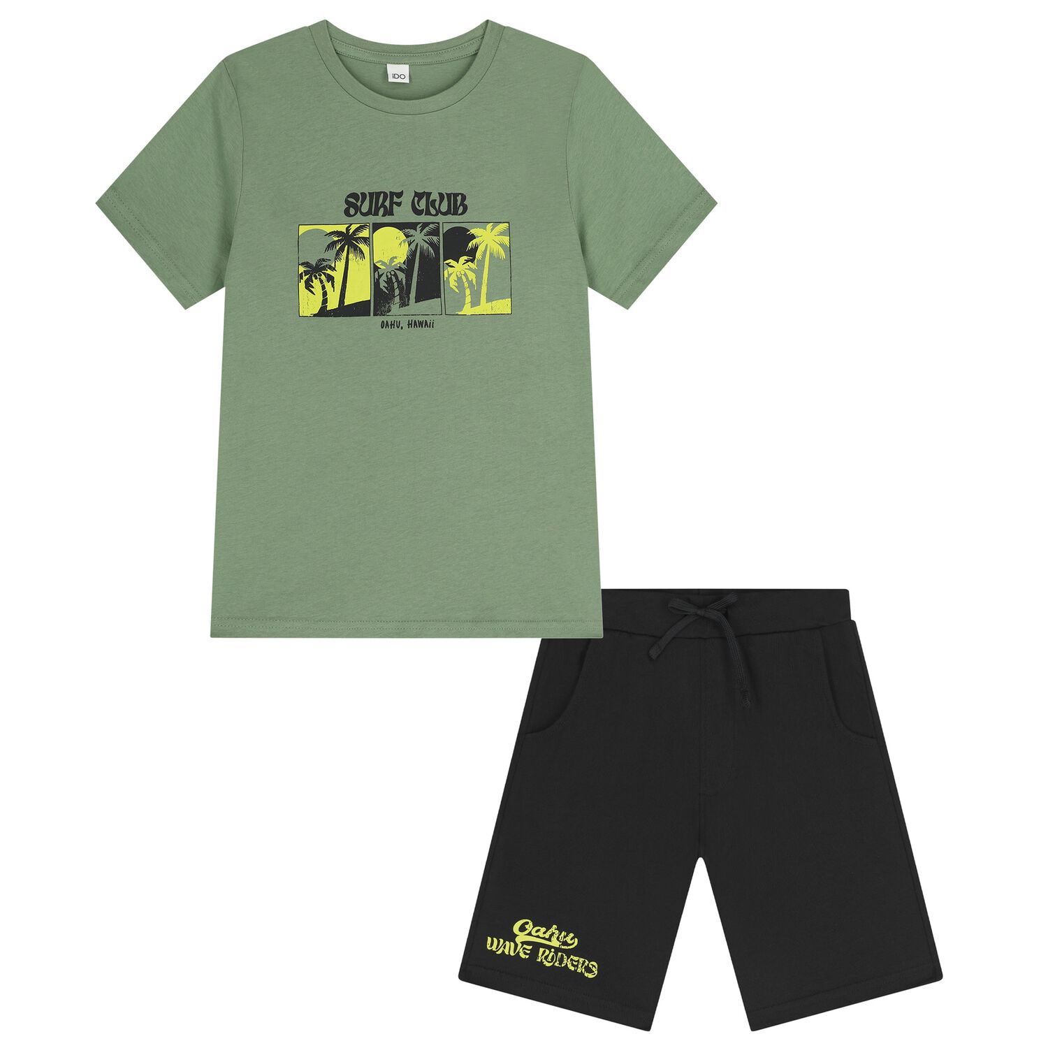 Boys Green & Black Shorts Set, 1, hi-res