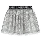 Girls Silver Sequinned Skirt, 1, hi-res