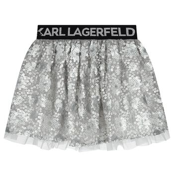 Girls Silver Sequinned Skirt
