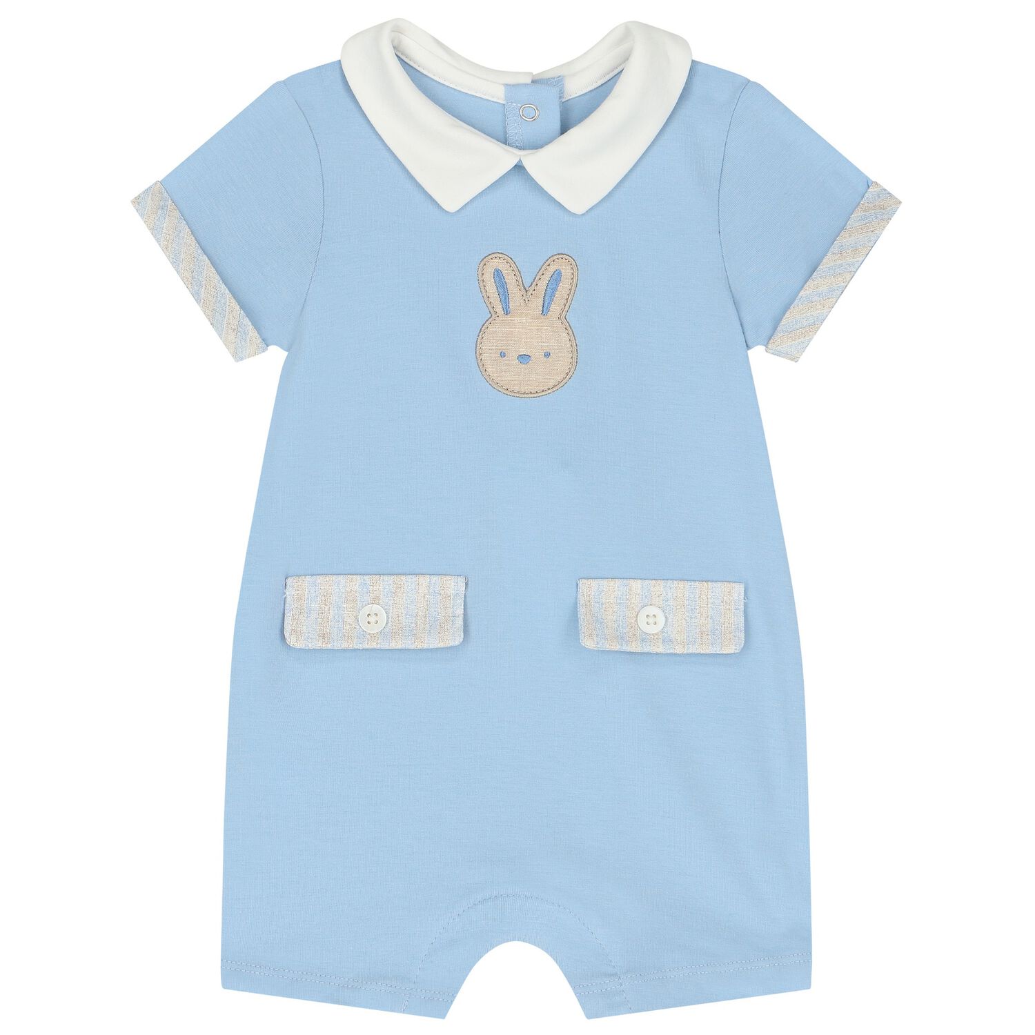 Baby Boys Blue Romper, 1, hi-res