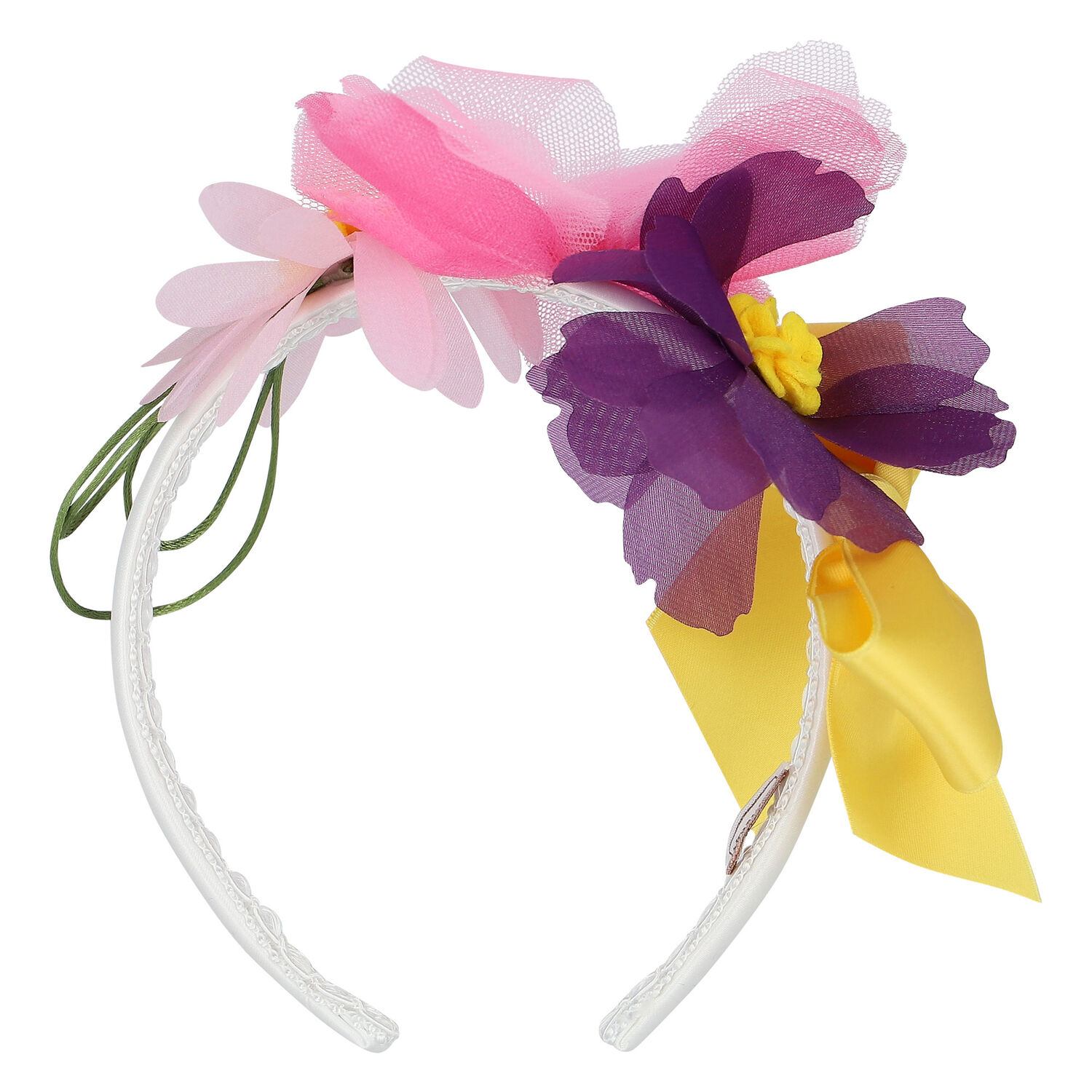 Girls Ivory Floral Headband, 1, hi-res