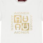 Younger Boys White & Gold Logo T-Shirt, 1, hi-res