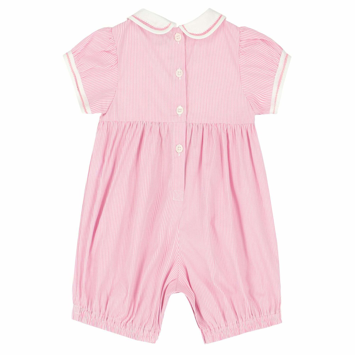 Baby Girls White & Pink Romper, 1, hi-res