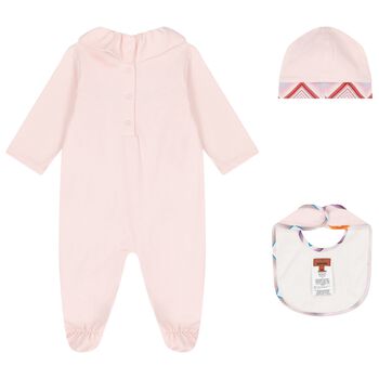 Baby Girls Pink Logo Zig Zag Babygrow Gift Set