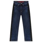 Girls Blue Denim Jeans, 1, hi-res