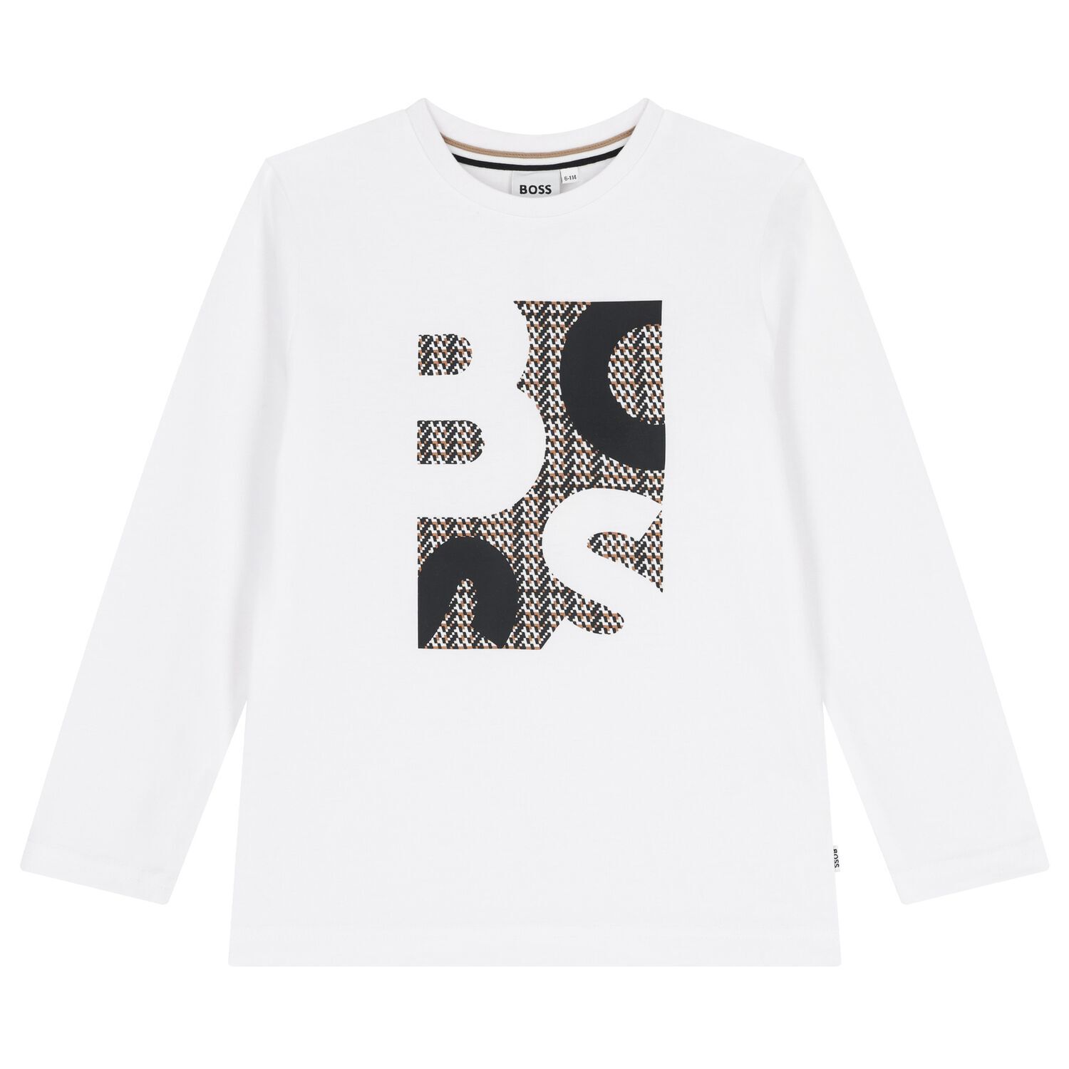 Boys White Logo Long Sleeve Top, 2, hi-res image number null