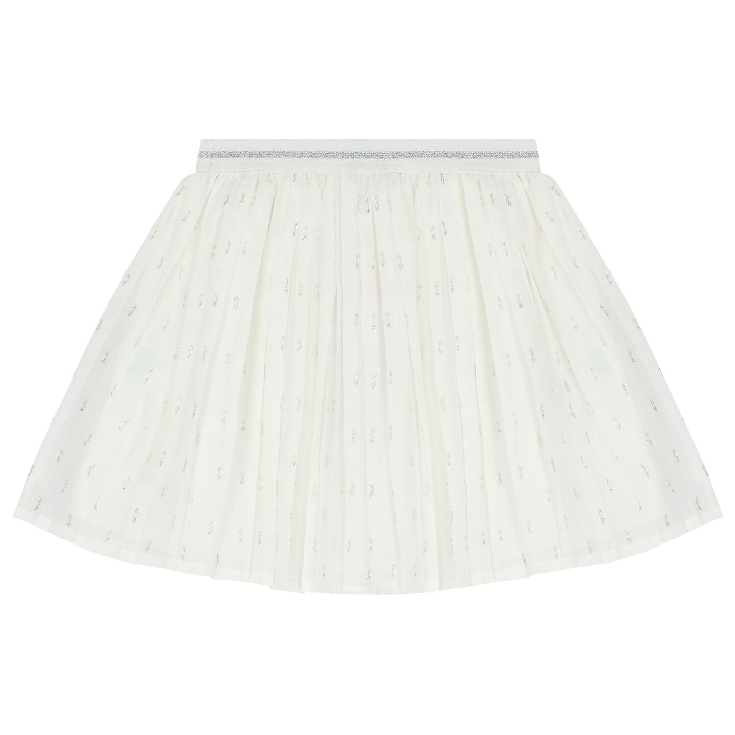 Girls Ivory Pleated Skirt, 1, hi-res