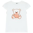 Girls White Teddy Bear T-Shirt, 1, hi-res