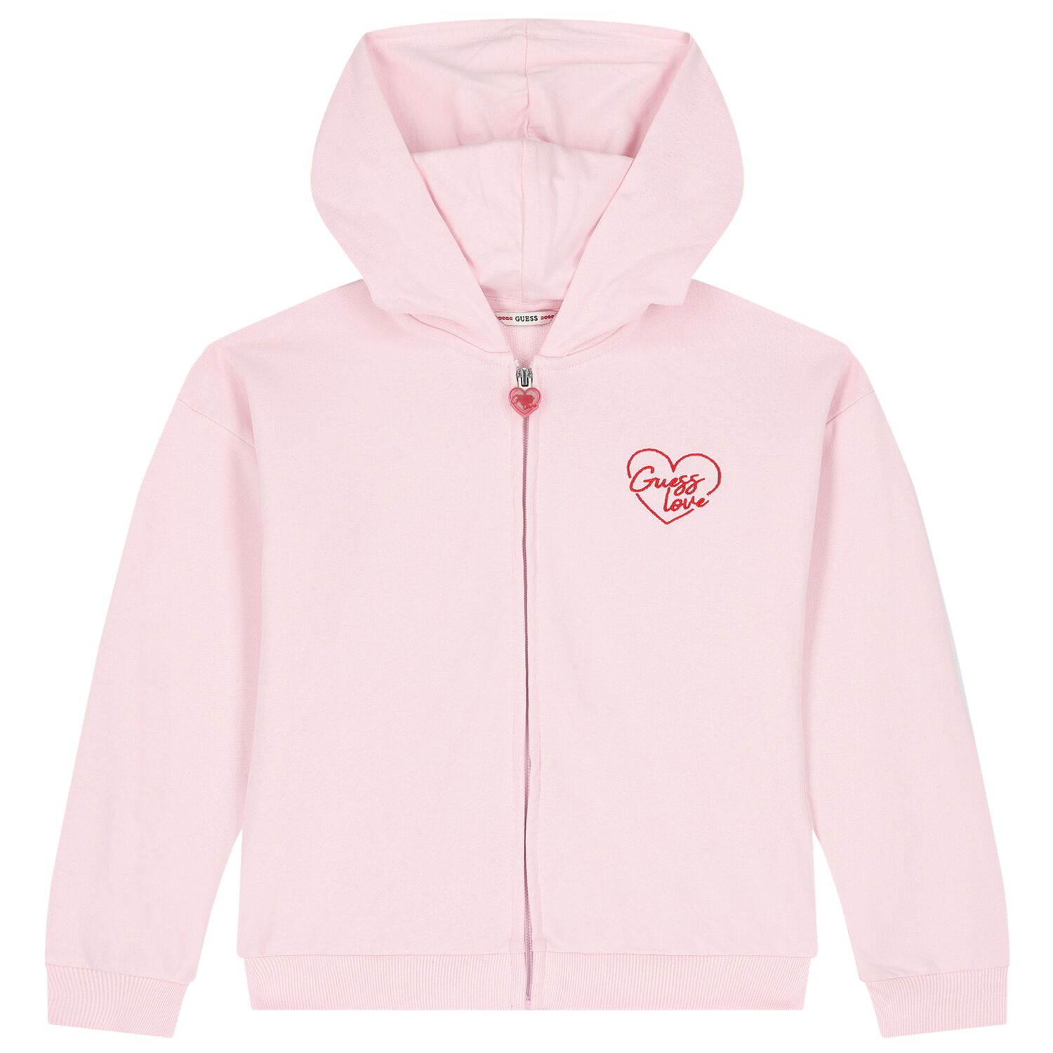 Girls Pink Logo Hooded Zip Up Top, 1, hi-res