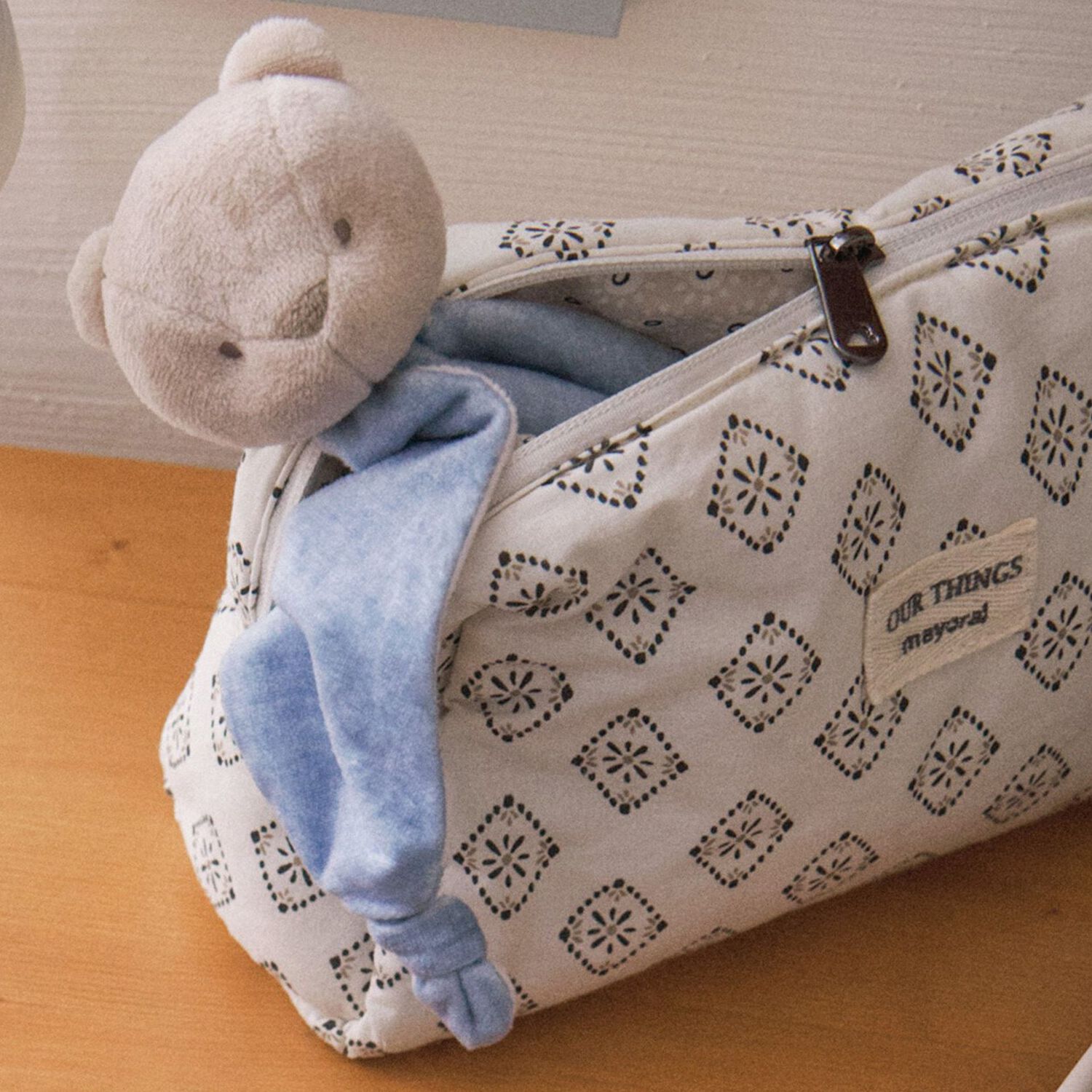 Baby Boys Blue & Beige Doudou Comforter, 2, hi-res image number null