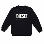 Girls Black Logo Sweatshirt, 1, hi-res