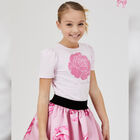 Girls Pink Rose & Logo T-Shirt, 2, hi-res