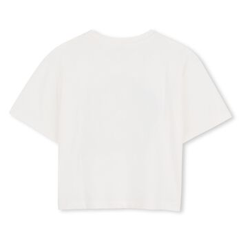 Girls White Boke Flower Logo T-Shirt