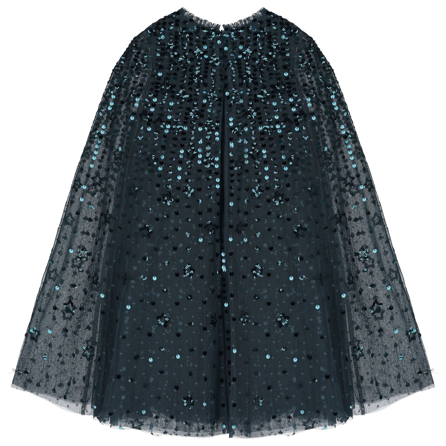 Girls Blue Sequin & Star Cape Dress , 2, hi-res