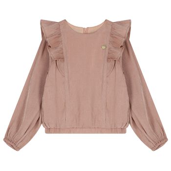 Girls Pink Ruffled Blouse