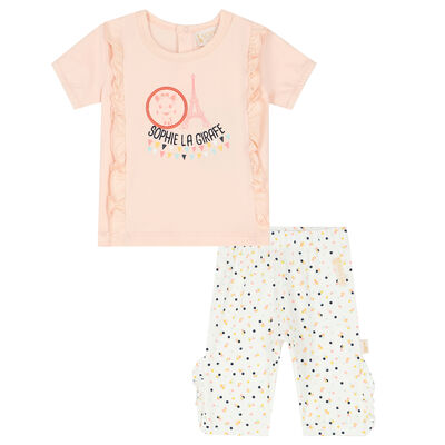 Baby Girls Pink & Ivory Trousers Set