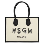 Girls Ivory & Black Logo Tote Bag, 3, hi-res