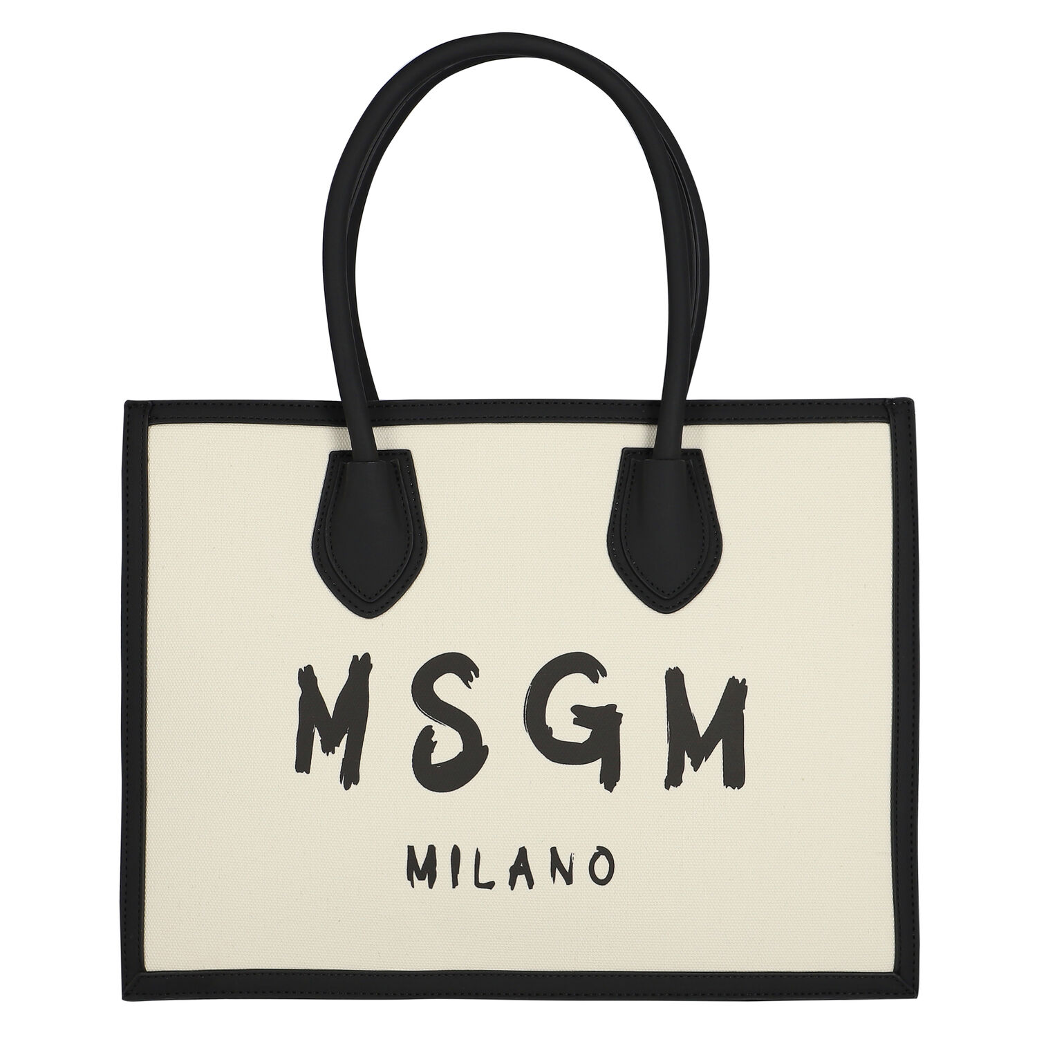 Girls Ivory & Black Logo Tote Bag, 3, hi-res