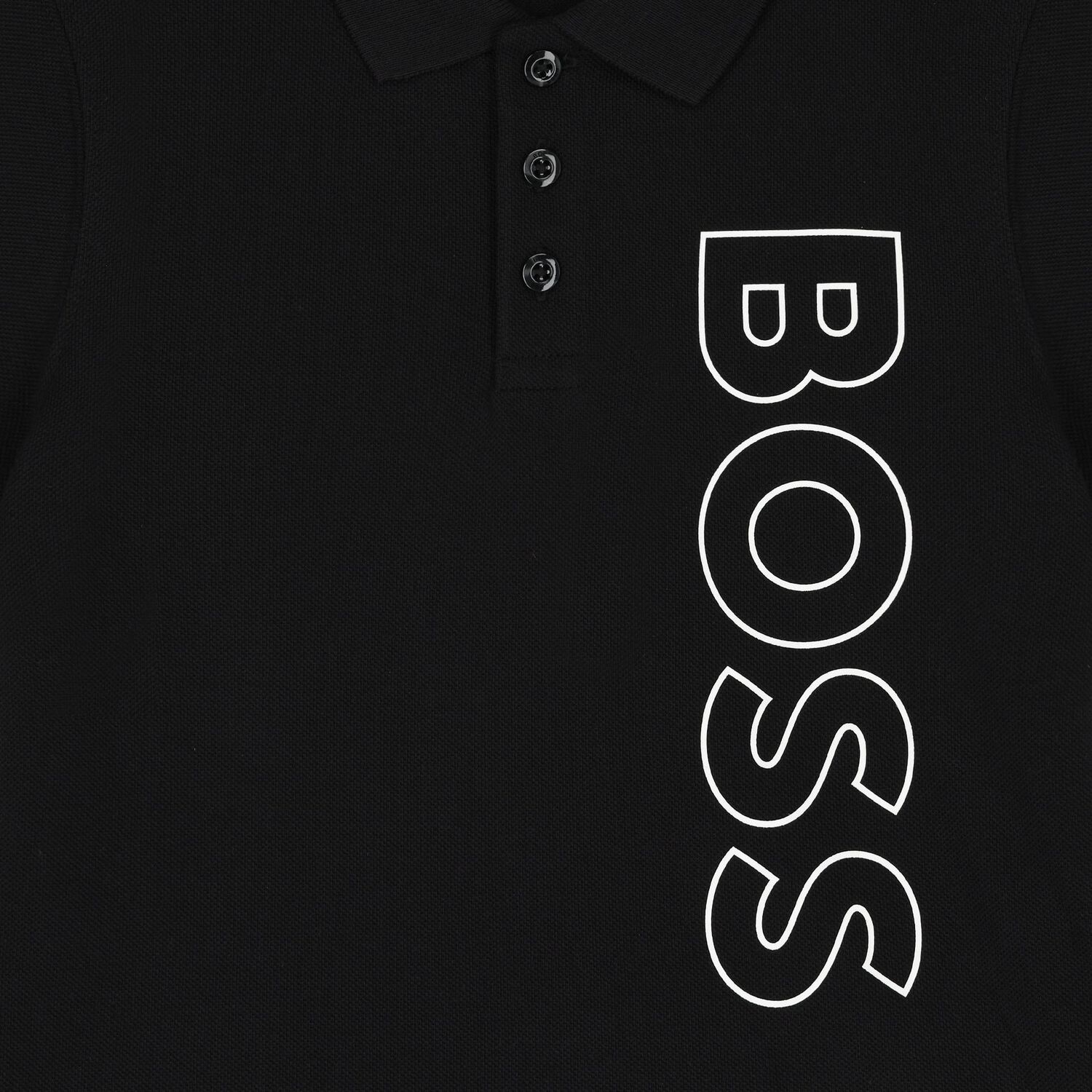 Boys Black Logo Polo Shirt, 1, hi-res