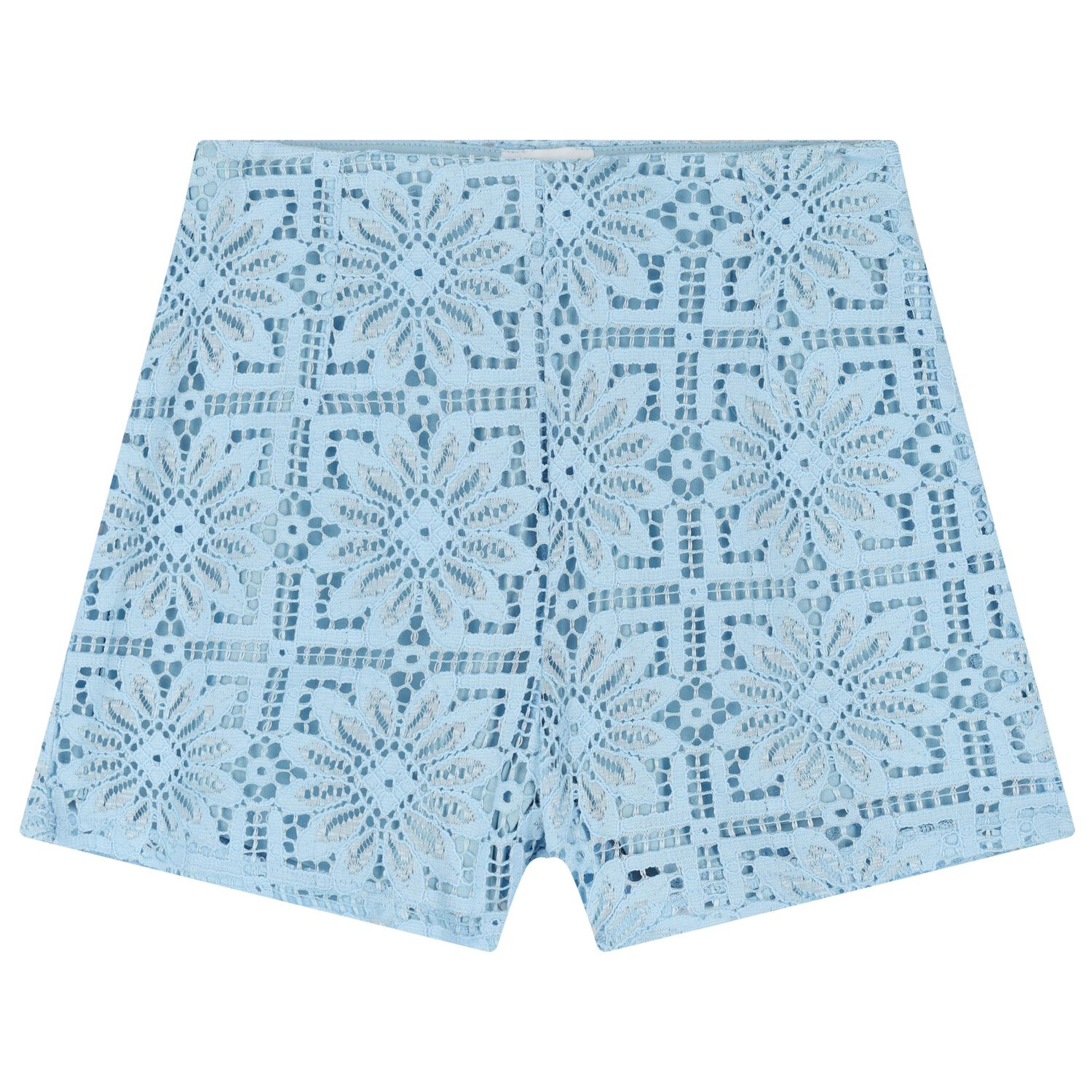 Girls Blue Floral Lace Shorts, 1, hi-res image number null