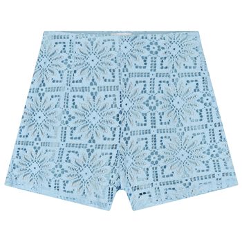 Girls Blue Floral Lace Shorts