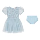 Baby Girls Blue Embellished Crystal Tulle Dress Set, 1, hi-res