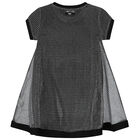 Girls Black & Silver Logo Milano Jersey 2-in-1 Dress, 1, hi-res