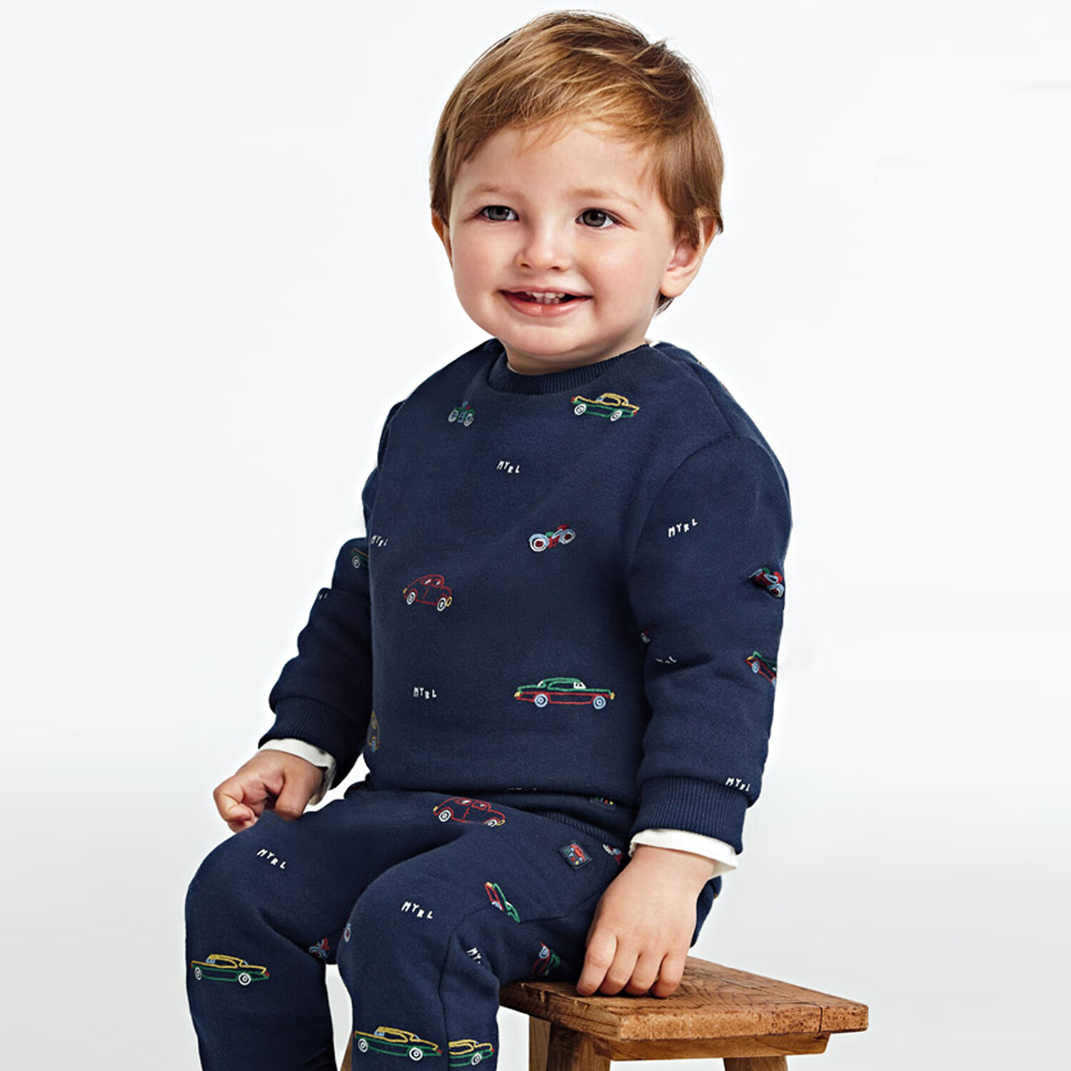 Baby Boys Navy Vehicles Sweatshirt, 1, hi-res
